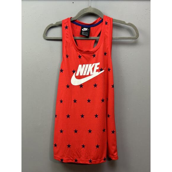 Nike‎ Tank Top Womens XS Red Blue Star Print Racerback CQ4380-688 Athletic Shirt - Picture 1 of 7